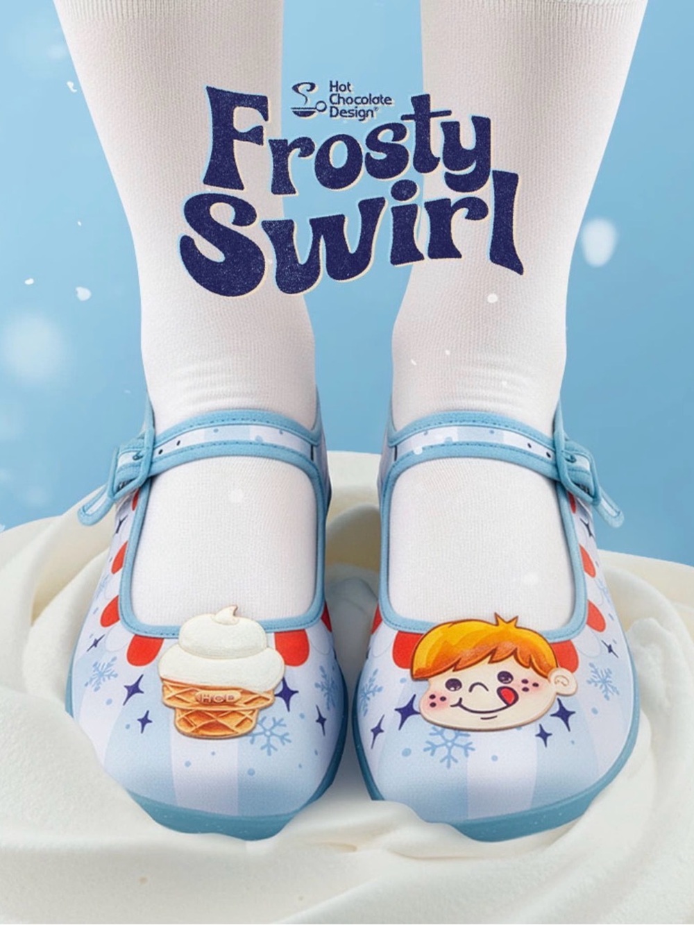 💙 HOT CHOCOLATE DESIGN FROST SWIRL MARY JANE FLATS 🍦